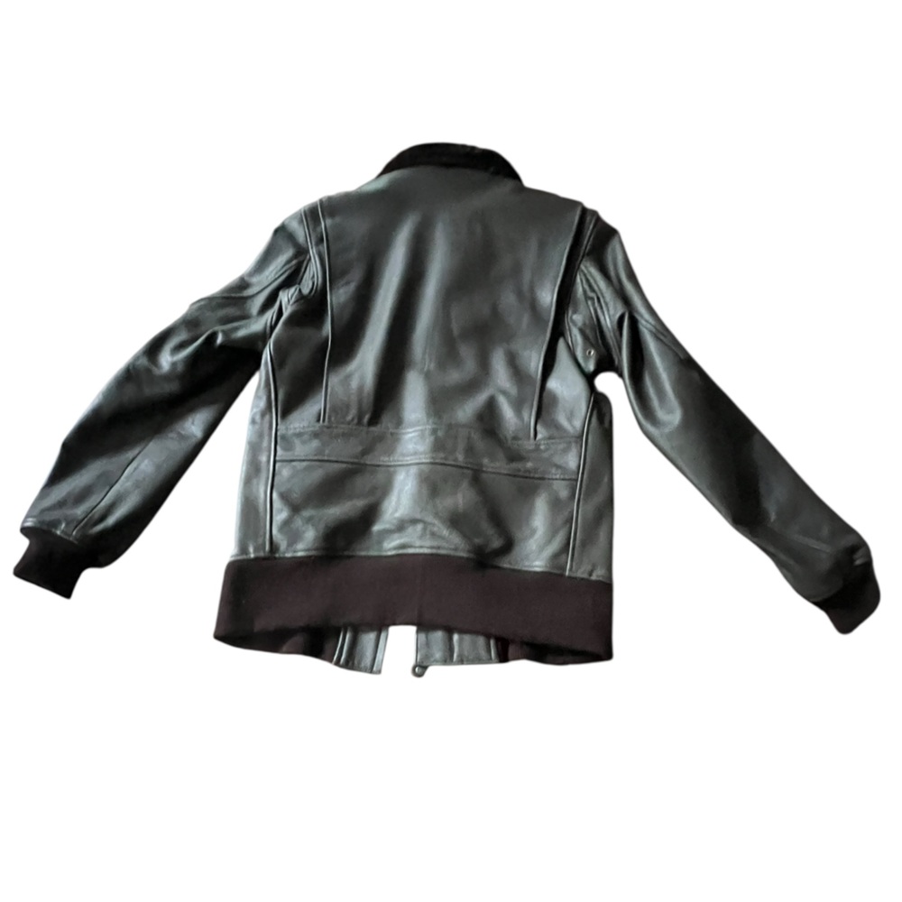US Wings United States Navy USN Goatskin Leather Bomber Aviator Jacket Top Gun L - Picture 5 of 7